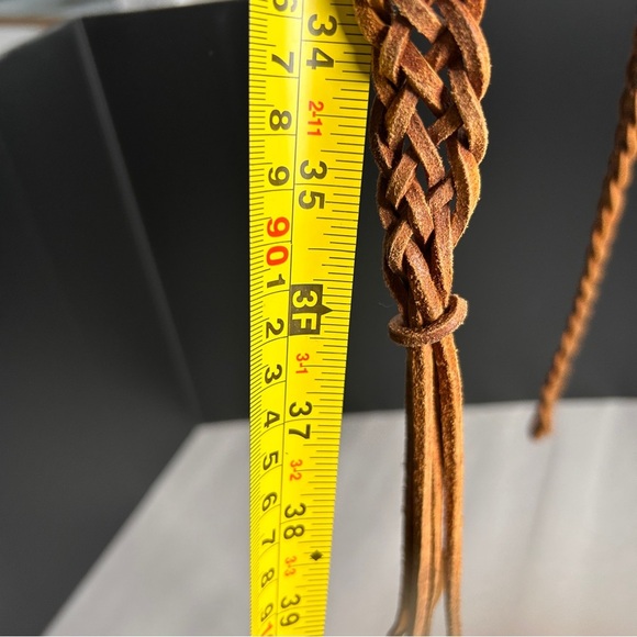 Braided Tan Leather Belt women’s size Medium Boho Western festival prairie - Picture 4 of 5